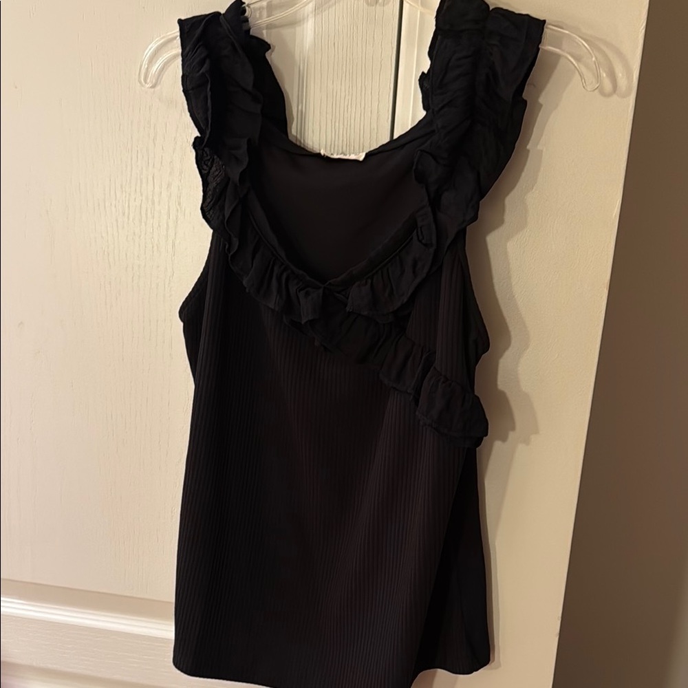 Kori Black Ruffle Top